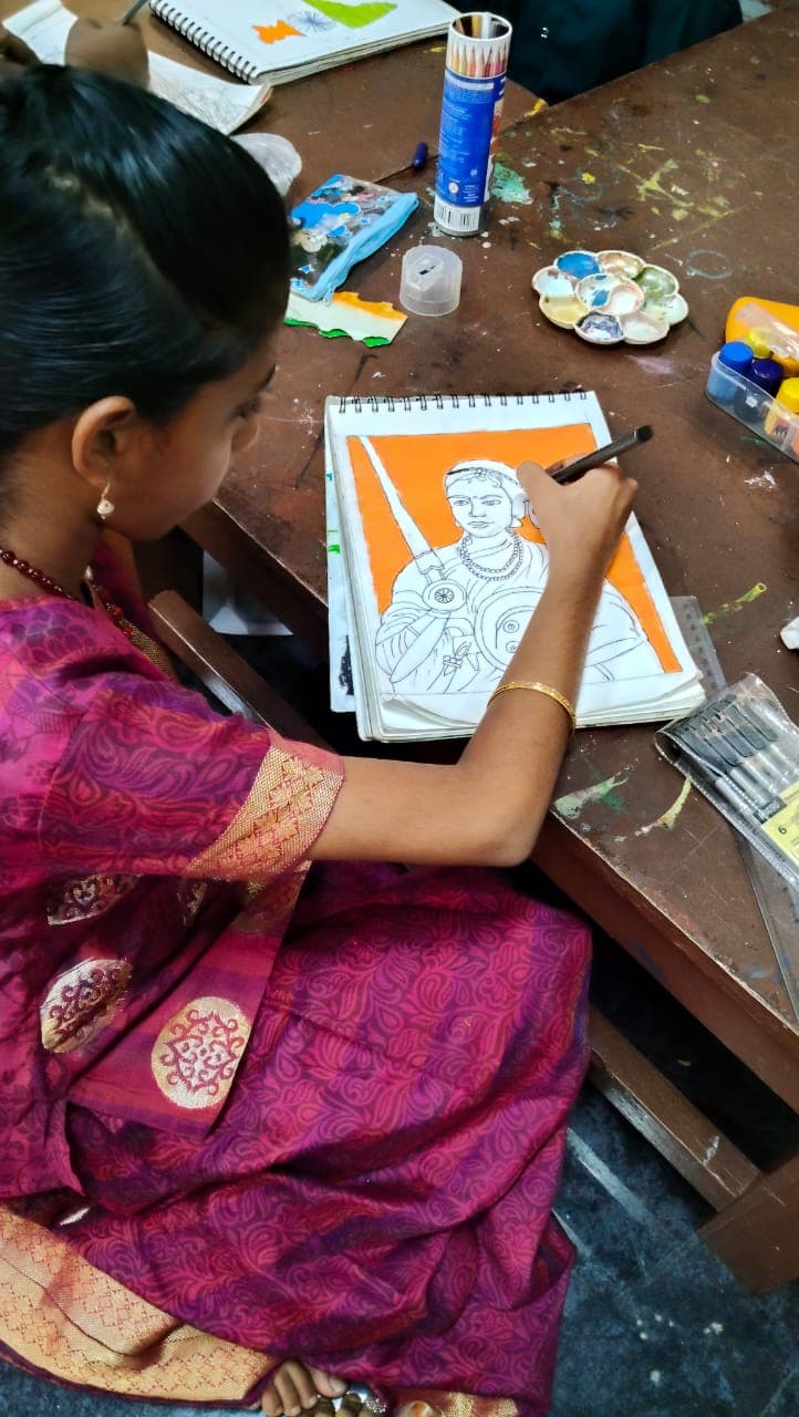 Painting arts student